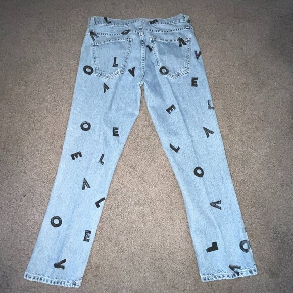 CURRENT/ELLIOTT "LOVE" Graffiti Denim Jeans - EUC - Size 27 - Picture 4 of 11
